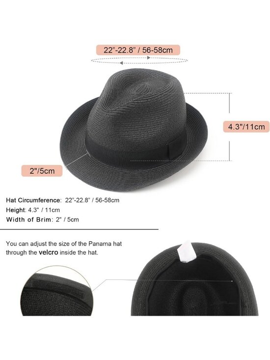 Stylish Women\'s Straw Sun Hat - Short Brim Panama Fedora, Roll-Up Beach Cap, UPF main image 7